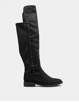 Image of Yours Extra Wide Fit Stud Detail Over The Knee Boot - Black, Size Eee, Women