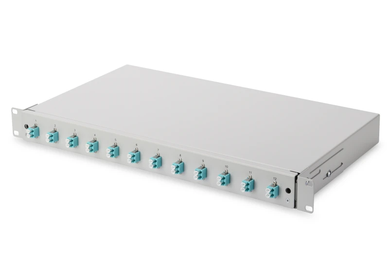 Image of Digitus Fiber optic splice box. 1U. equipped. 12x LC DX. OM3