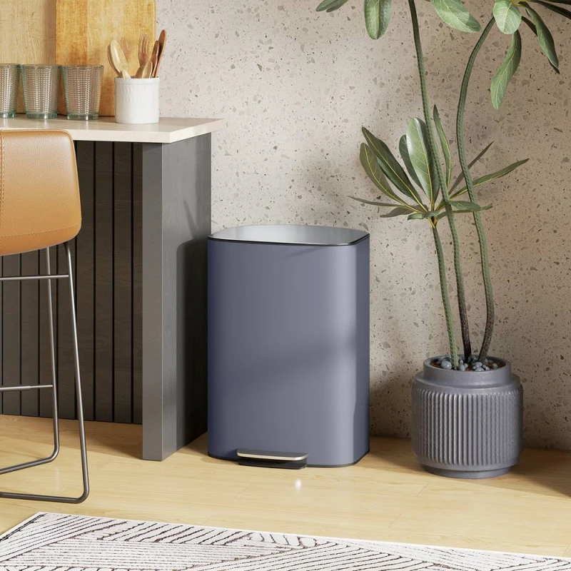 Image of HOMCOM HOMCOM Pedal Bin with Soft-Close Lid, 50L Kitchen Bin with Carry Handle Grey Size: Large Grey Large Unisex 5063603296299