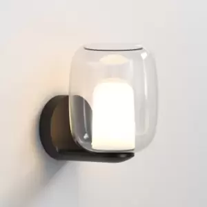 Image of Aquina Bathroom Wall Light Matt Black with Glass Shade