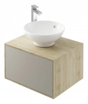 Image of Wickes Eli Oak and Stone Grey Wall Hung Wall Unit - 600 mm