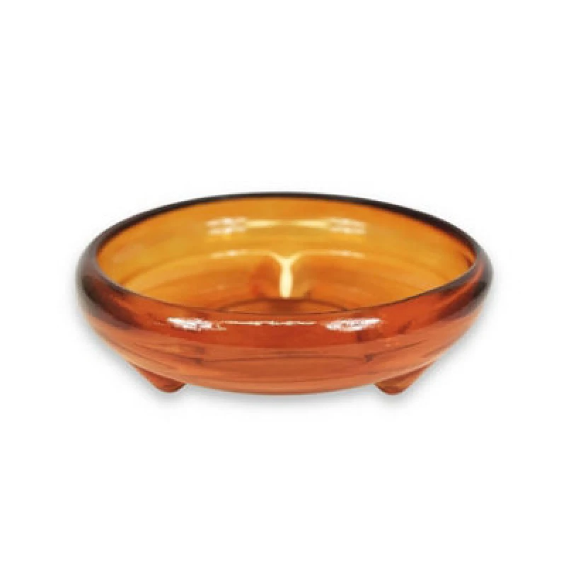 Image of Verano Spanish Ceramics Recycled Glass Kitchen Dining Room Home Decor Ola Footed Glass Bowl - Orange 24.5Cm (W)