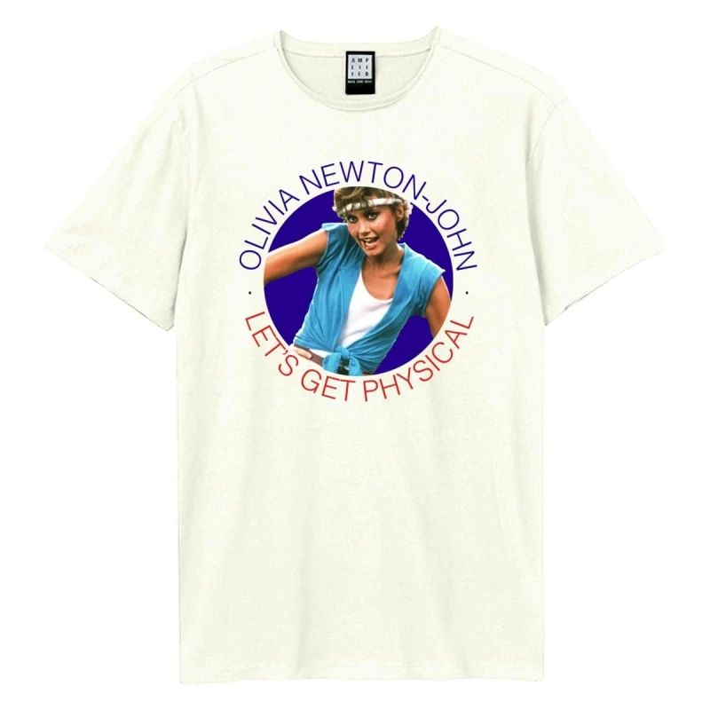 Image of Amplified Amplified Men Let's Get Physical Olivia Newton-John T-Shirt in White Size: X-Small White XS Male 5063806408000