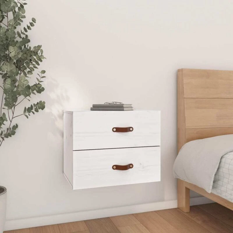 Image of Vidaxl Wall-mounted Bedside Cabinet Bedroom Furniture Floating Bedside Wall Unit Floating Nightstand Wall Bedside Cabinet With Drawer White 820