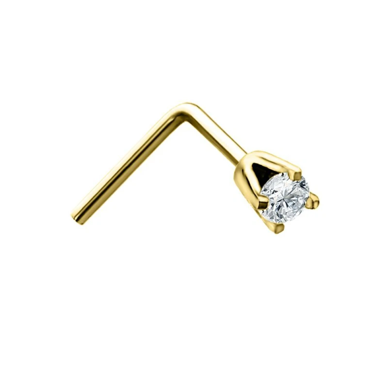 Image of Jewelco London 9ct Gold Diamond Solitaire Claw Set Nose Stud 0.02ct 1.65mm - JNS063 Gold female