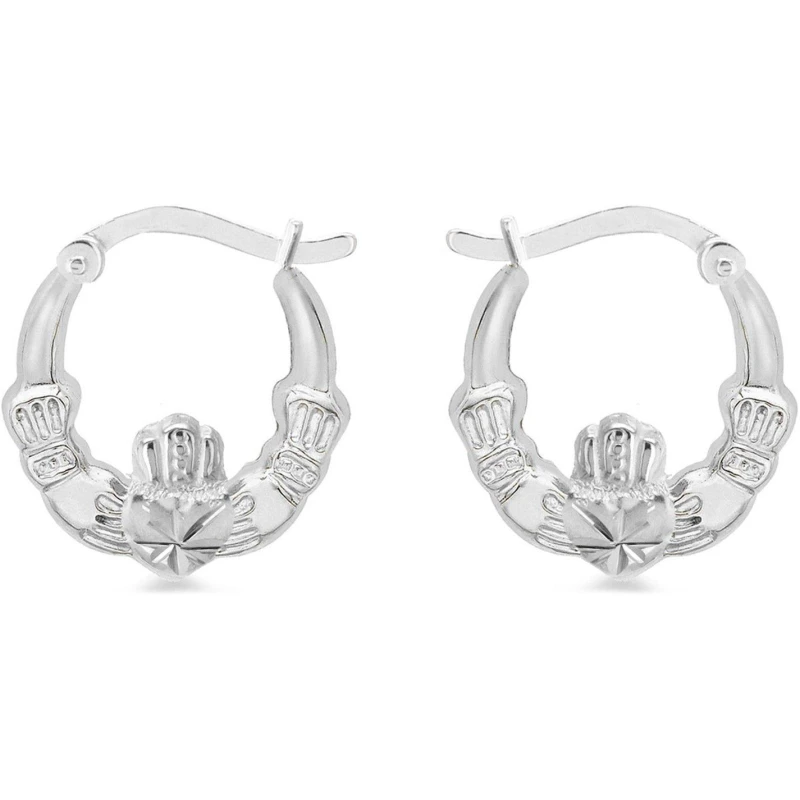 Image of Be You Sterling Silver Claddagh Hoop Earrings Sterling Silver female One Size