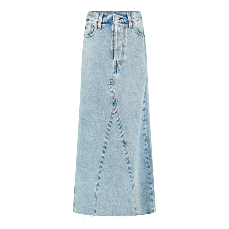 Image of Levis Womens Iconic Long Denim Skirt Mood Stone female 25 L32