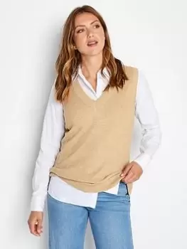 Image of Long Tall Sally Beige Knitted Vest, Natural, Size 8-10, Women