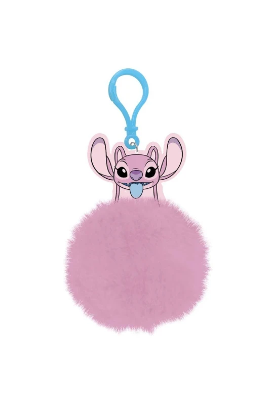 Image of Lilo & Stitch Pom Pom Angel Keyring in Pink Pink Unisex One Size