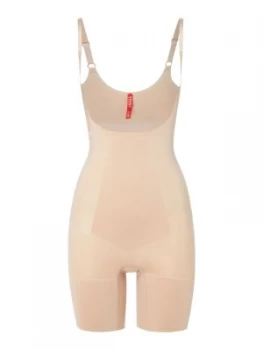 Image of Spanx Oncore open bust mid thigh bodysuit Nude