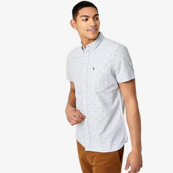 Image of Jack Wills Dean Short Sleeve Dot Oxford Shirt - Lt Ash Marl