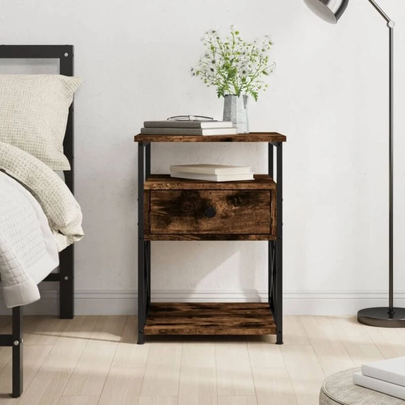 Image of VIDAXL Bedside Cabinet Smoked Oak 40x42x55cm Engineered Wood Vidaxl 8720845940362
