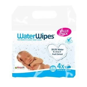 Image of WaterWipes Sensitive Baby Wipes 4 x 60 Wipes