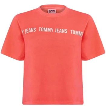 Image of Tommy Jeans Crop Tape T Shirt - TAA DIVA Pink