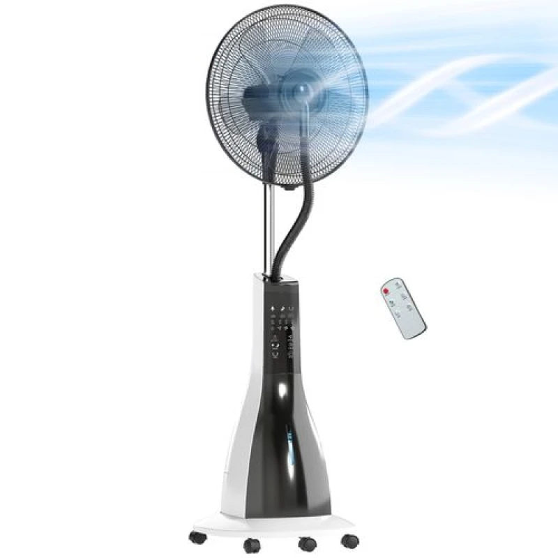 Image of HOMCOM HOMCOM Spray Misting Fan, Pedestal Fan with Oscillation, Tilt, Wheels