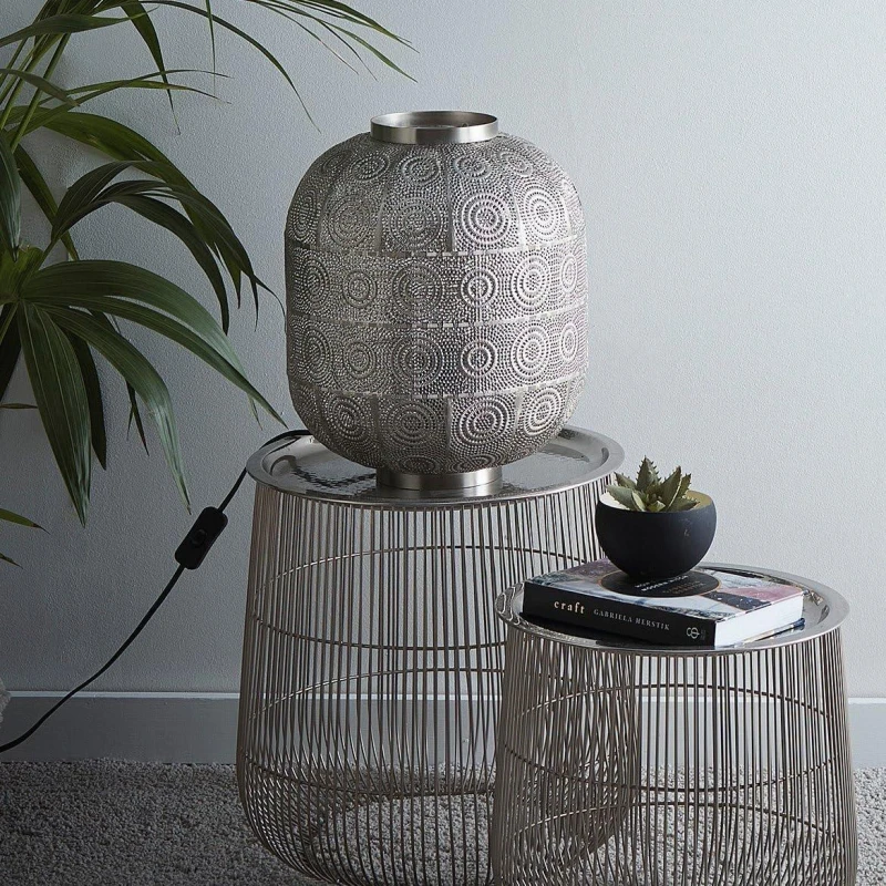 Image of K LIVING Geometric Pattern Moroccan Design Table Lamp, Floor Lamp or Pendant Metallics