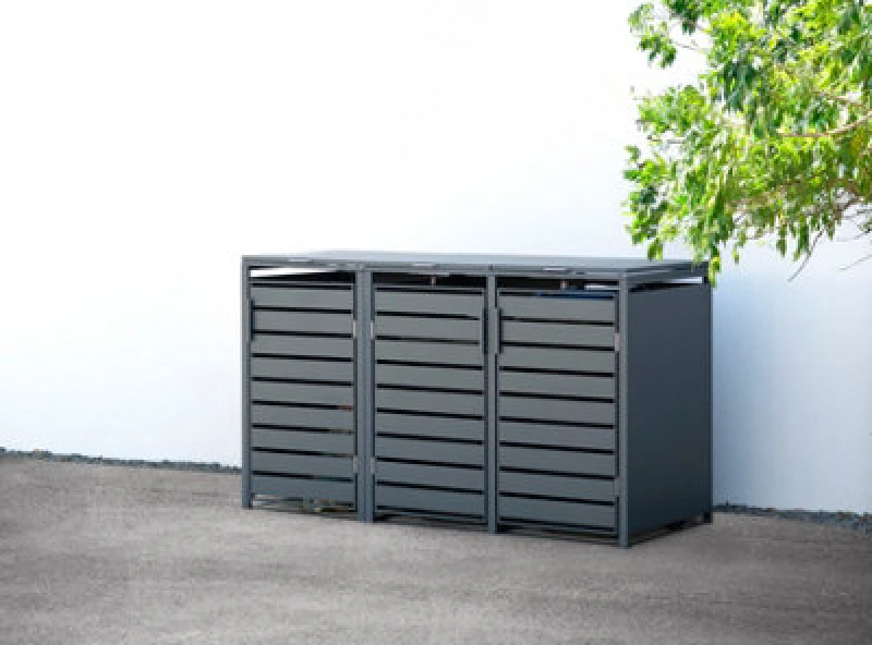 Image of Trimetals Triple 240L Anthracite Metal Wheelie Bin Store (2.00m x 0.80m)