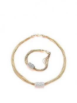 Image of Buckley London Buckley London Gold Silk Strand Pendant & Bracelet Set