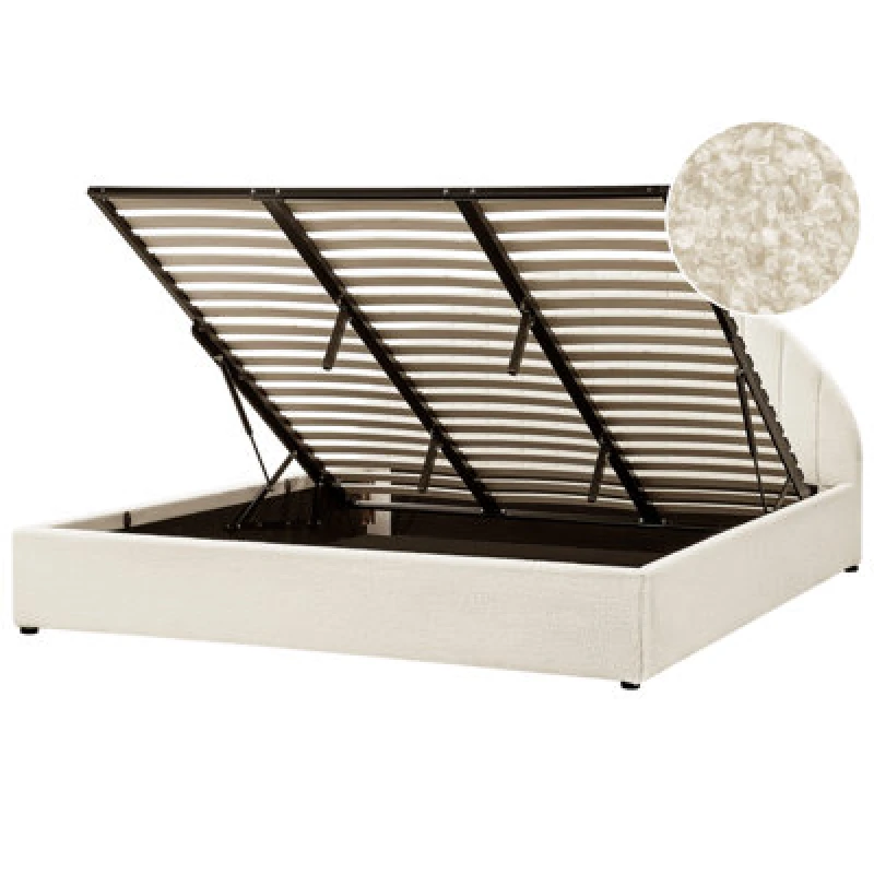 Image of Beliani Ottoman Bed Boucle Chadenet 180 X 200 Cm (Eu Super King) Off-White