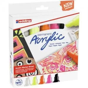 Image of edding 5000 Acrylic Marker Chisel Tip 5-10mm Line Assorted Neon