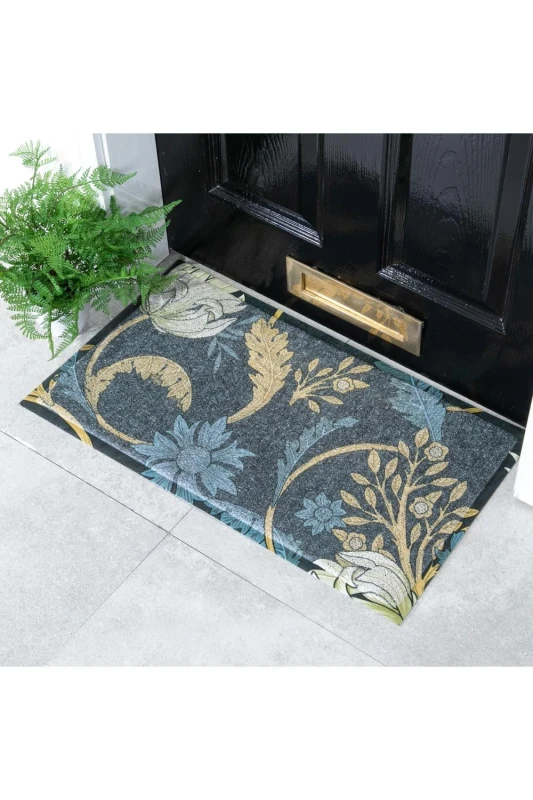 Image of Native Natural Blue William Morris Pattern Doormat (70 X 40Cm)