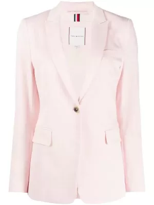 Image of Tommy Hilfiger Cotton Pastel Suit Blazer - Pink