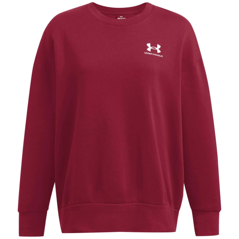 Image of Under Armour Womens Essential Fleece Crew Sweatshirt Red female 10 (S)