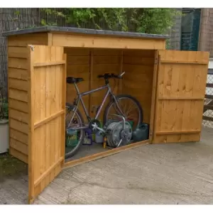 Image of 6' x 2'6 Forest Large Double Door Pent Wooden Garden Storage - Bike / Mower Store Outdoor (no floor)