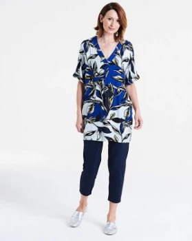 Image of I.Scenery V-Neck Leaf Print Tunic
