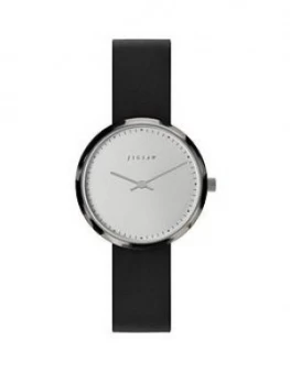 Image of JIGSAW Jigsaw Round White Dial with Grey Tortoise Shell Bezel and Black Leather Strap Ladies Watch, One Colour, Women