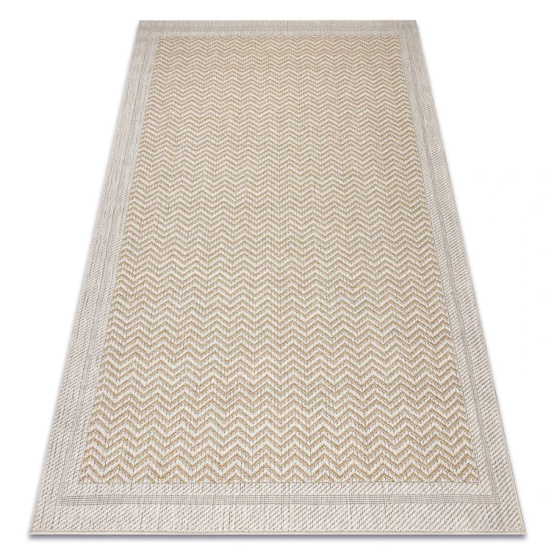 Image of RugsX Carpet Origi 3739 Cream / Beige - Frame, Herringbone Flat-Woven Sisal String 78X150 Cm