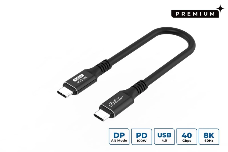 Image of Microconnect USB4CC015 USB cable USB4 Gen 3x2 0.15 m USB C Black