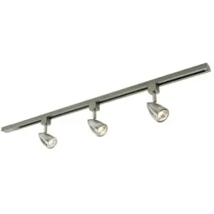 Image of 1m Adjustable Ceiling Track Spotlight Kit Satin Chrome 3x GU10 Downlight Rail