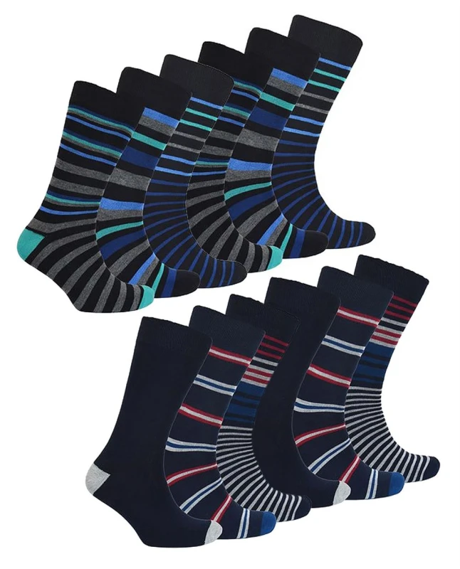 Image of Sock Snob Sock Snob Men 12 Pack Multicolor Soft Breathable Bamboo Crew Socks Size: 6-11 Multi 6-11 Male 5056632601387