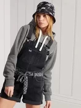 Image of Superdry Utility Dungaree Short - Black, Size 10, Women