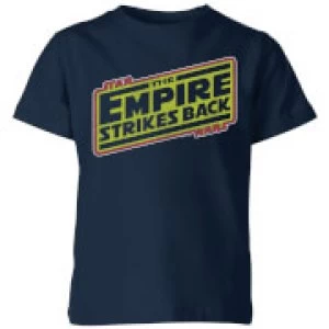 Image of Star Wars Empire Strikes Back Logo Kids T-Shirt - Navy - 9-10 Years