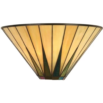 Image of Interiors 1900 Lighting - Interiors Dark Star - 1 Light Indoor Star Tiffany Wall Uplighter Dark Bronze, Amber, E14