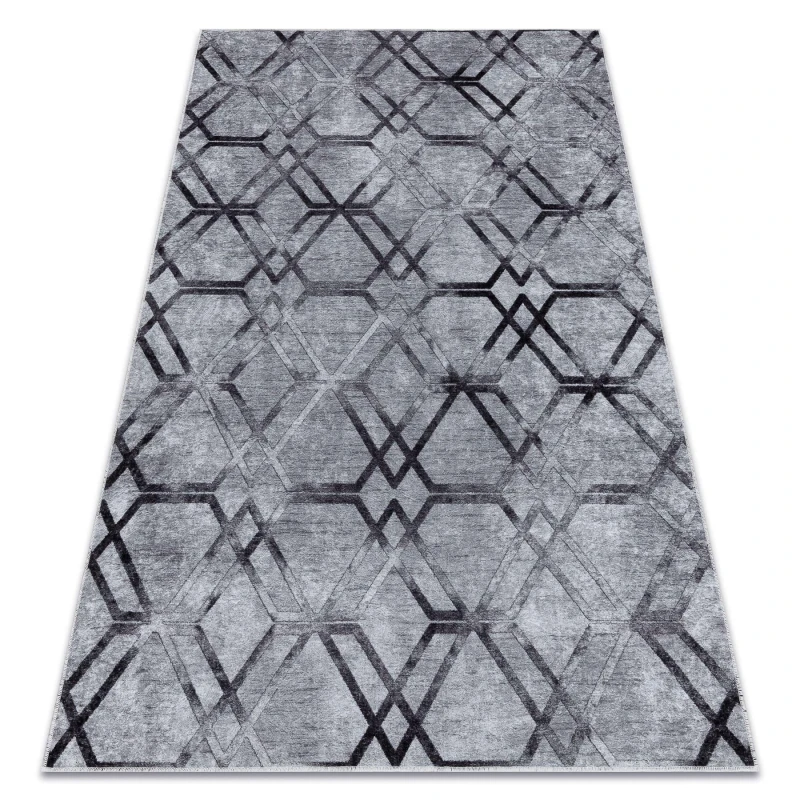 Image of RugsX Miro 51805.803 Washing Carpet Geometric, Trellis Anti Slip - Grey 200X290 Cm