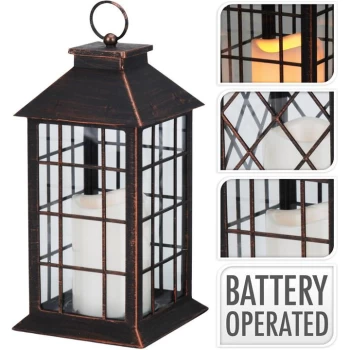 Image of The Spirit Of Christmas Lantern with Candle - Copper/Black