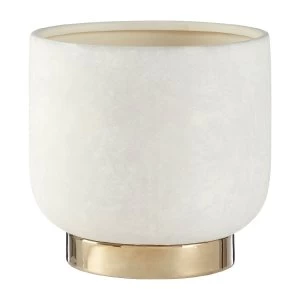 Image of Premier Housewares Callie Ceramic Planter in White/Gold Finish - Large