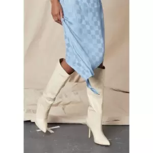 Image of Missguided Faux leather pull on calf length boot - Yellow