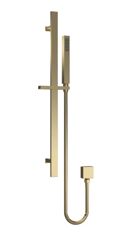 Image of Balterley Rectangular Slider Rail Kit with Outlet Elbow Brushed Brass in Metallics Metallics Unisex