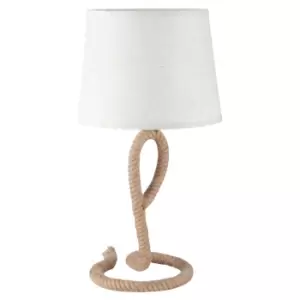 Image of Homcom Farmhouse Table Lamp With Rope Base Desk Fabric Light Bedroom Living Room