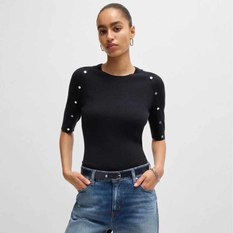 Image of Boss Famistosa Knit T-Shirt Dark Blue female XS