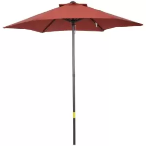 Image of Outsunny 2M Parasol Patio Umbrella Outdoor Sun Shade With 6 Ribs - Wine Red