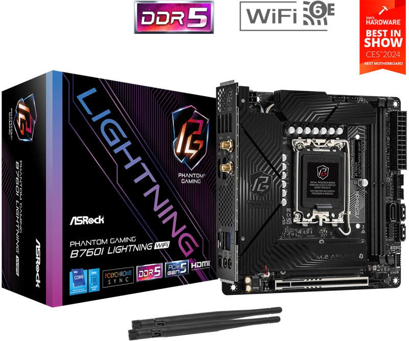 Image of Asrock B760I LIGHTNING WIFI DDR5 Motherboard Socket 1700, Mini ITX