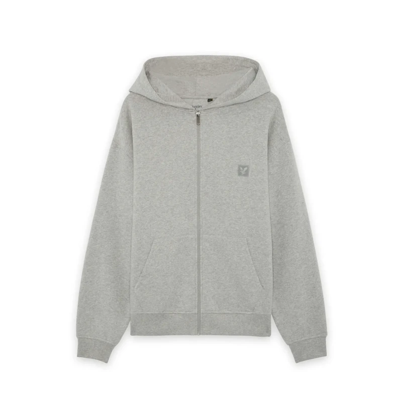 Image of Lyle & Scott Mens Loungewear Zip Through Hoodie in Light Grey Marl