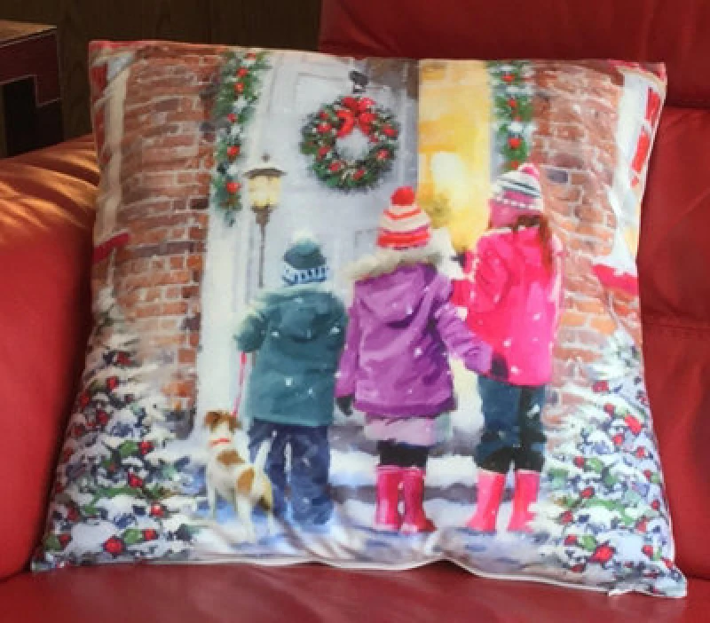 Image of Luxury Living Carol Singers 18" Christmas Cushion