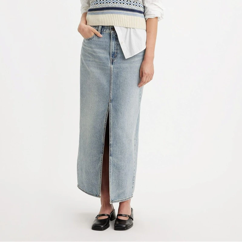 Image of Levis ANKLE COLUMN SKIRT womens Skirt in Blue