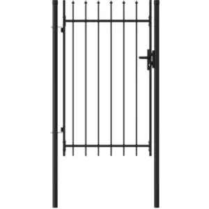 Image of Fence Gate Single Door with Spike Top Steel 1x1.5 m Black Vidaxl Black